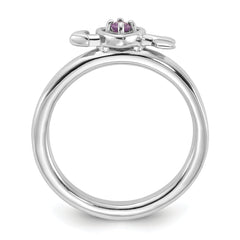 Sterling Silver Stackable Expressions Rhodium-plated Amethyst Heart with Arrow Ring