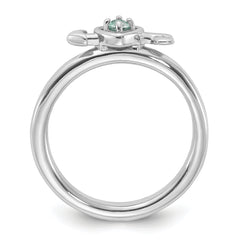 Sterling Silver Stackable Expressions Rhodium-plated Aquamarine Heart with Arrow Ring