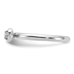 Sterling Silver Stackable Expressions Rhodium-plated White Topaz Heart with Arrow Ring