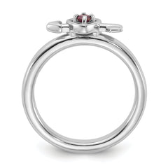 Sterling Silver Stackable Expressions Rhodium-plated Rhodolite Heart with Arrow Ring