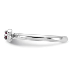 Sterling Silver Stackable Expressions Rhodium-plated Rhodolite Heart with Arrow Ring