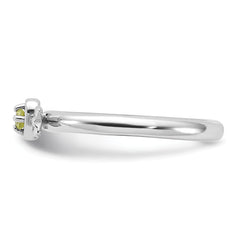 Sterling Silver Stackable Expressions Rhodium-plated Peridot Heart with Arrow Ring