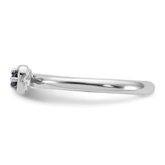 Sterling Silver Stackable Expressions Rhodium-plated Created Sapphire Heart with Arrow Ring