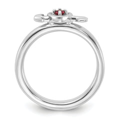 Sterling Silver Stackable Expressions Rhodium-plated Pink Tourmaline Heart with Arrow Ring