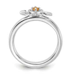 Sterling Silver Stackable Expressions Rhodium-plated Citrine Heart with Arrow Ring