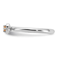 Sterling Silver Stackable Expressions Rhodium-plated Citrine Heart with Arrow Ring