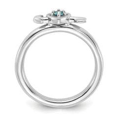 Sterling Silver Stackable Expressions Rhodium-plated Blue Topaz Heart with Arrow Ring