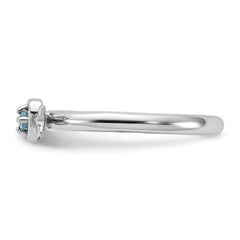 Sterling Silver Stackable Expressions Rhodium-plated Blue Topaz Heart with Arrow Ring