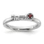Sterling Silver Stackable Expressions Rhodium-plated Garnet and White Topaz Key Ring