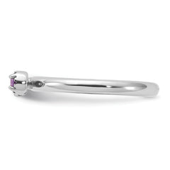 Sterling Silver Stackable Expressions Rhodium-plated Amethyst and White Topaz Key Ring