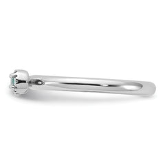 Sterling Silver Stackable Expressions Rhodium-plated Aquamarine and White Topaz Key Ring