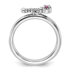 Sterling Silver Stackable Expressions Rhodium-plated Rhodolite Garnet and White Topaz Key Ring
