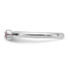 Sterling Silver Stackable Expressions Rhodium-plated Rhodolite Garnet and White Topaz Key Ring