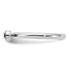 Sterling Silver Stackable Expressions Rhodium-plated Created Ruby and White Topaz Key Ring