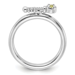 Sterling Silver Stackable Expressions Rhodium-plated Peridot and White Topaz Key Ring