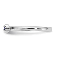Sterling Silver Stackable Expressions Rhodium-plated Created Sapphire and White Topaz Key Ring