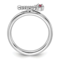 Sterling Silver Stackable Expressions Rhodium-plated Pink Tourmaline and White Topaz Key Ring