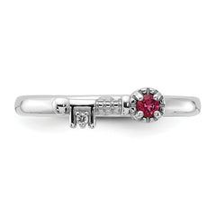 Sterling Silver Stackable Expressions Rhodium-plated Pink Tourmaline and White Topaz Key Ring