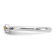 Sterling Silver Stackable Expressions Rhodium-plated Citrine and White Topaz Key Ring