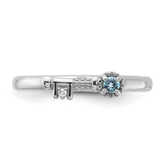 Sterling Silver Stackable Expressions Rhodium-plated Blue and White Topaz Key Ring