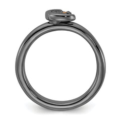 Sterling Silver Stackable Expressions Black Rhodium Citrine Moon Ring