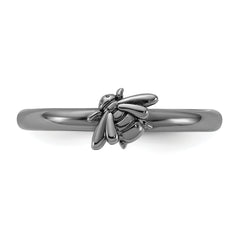 Sterling Silver Stackable Expressions Black Rhodium Bee Ring