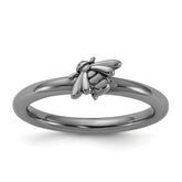 Sterling Silver Stackable Expressions Black Rhodium Bee Ring