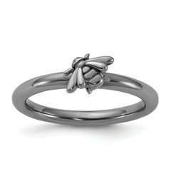 Sterling Silver Stackable Expressions Black Rhodium Bee Ring