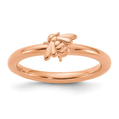 Sterling Silver Stackable Expressions Rose Gold-plated Bee Ring