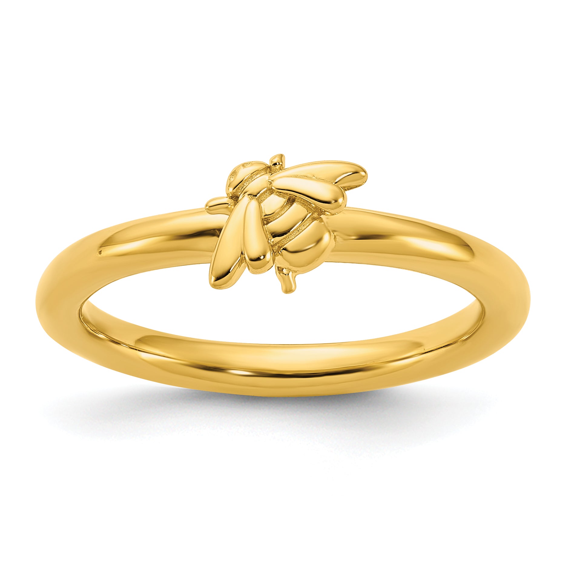 Sterling Silver Stackable Expressions Gold-plated Bee Ring