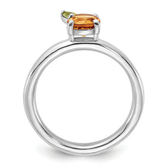 Sterling Silver Stackable Expressions RH-plated Citrine Peridot Orange Ring