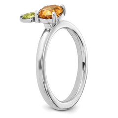 Sterling Silver Stackable Expressions RH-plated Citrine Peridot Orange Ring