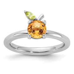 Sterling Silver Stackable Expressions RH-plated Citrine Peridot Orange Ring