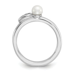 Sterling Silver Stackable Expressions Rhod-plated 4-5mm FWC Pearl Ring