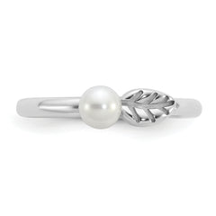 Sterling Silver Stackable Expressions Rhod-plated 4-5mm FWC Pearl Ring