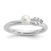 Sterling Silver Stackable Expressions Rhod-plated 4-5mm FWC Pearl Ring