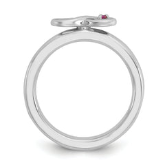Sterling Silver Stackable Expressions Rh-plated Cr.Ruby Infinity/Wing Ring