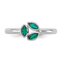 Sterling Silver Stackable Expressions Rhod-plated Created Emerald Ring