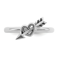 Sterling Silver Stackable Expressions Antiqued Heart with Arrow Ring