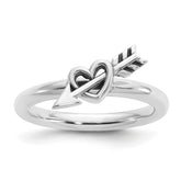 Sterling Silver Stackable Expressions Antiqued Heart with Arrow Ring