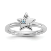 Sterling Silver Stackable Expressions Rh-plated Blue/White Topaz Star Ring