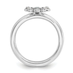 Sterling Silver Stackable Expressions Rh-plated Blue/White Topaz Butterfly