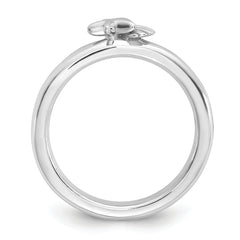 Sterling Silver Stackable Expressions Rh-plated Starfish and Shell Ring