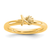 Sterling Silver Stackable Expressions Gold-plated Starfish/Shell Ring