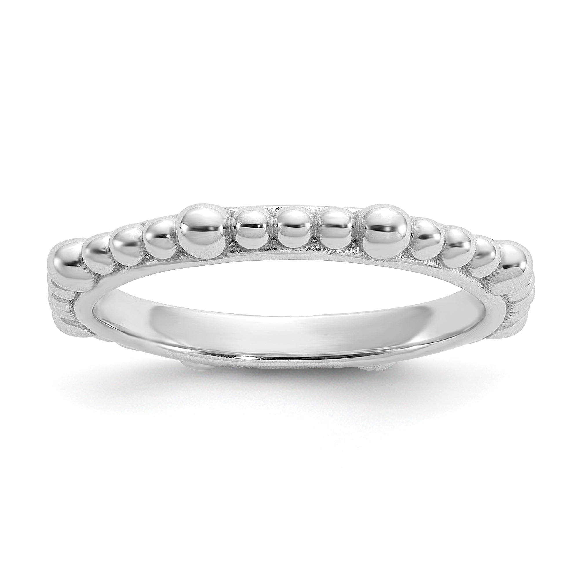 Sterling Silver Stackable Expressions Rhodium-plated Beaded Ring