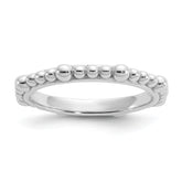 Sterling Silver Stackable Expressions Rhodium-plated Beaded Ring