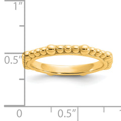 Sterling Silver Stackable Expressions Gold-plated Beaded Ring