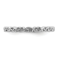 Sterling Silver Stackable Expressions Rhod-plated Swirl Design Ring