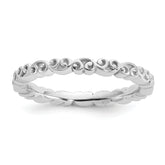 Sterling Silver Stackable Expressions Rhod-plated Swirl Design Ring