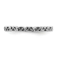 Sterling Silver Stackable Expressions Antiqued Swirl Design Ring